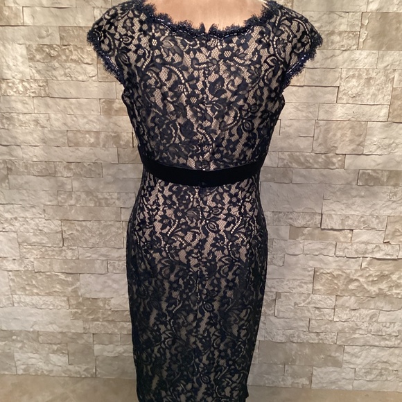 Tadashi Shoji Classic Collection Navy Blue Lace Cocktail Dress - Picture 9 of 15